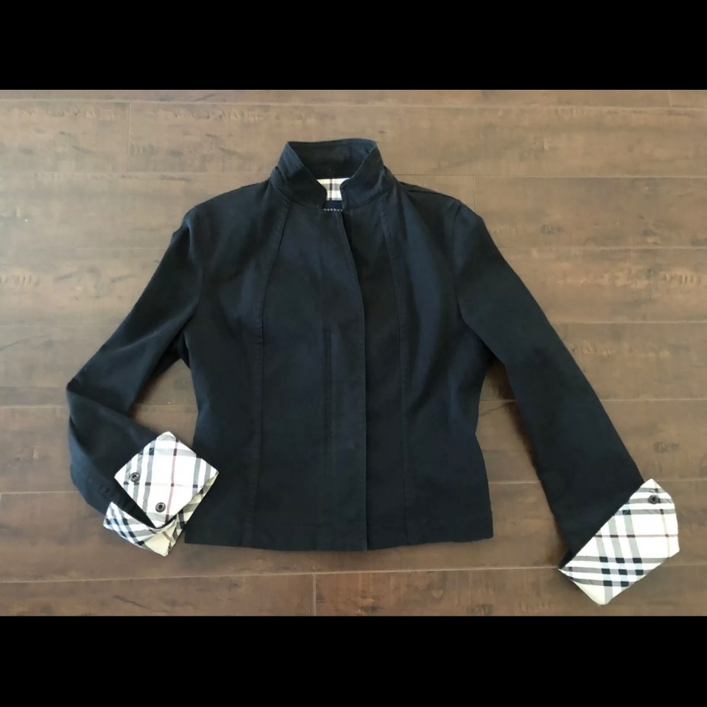 Burberry London Black Jacket Nova Check UK 8 US 6